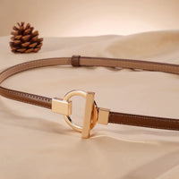 Leather Belt for Women Minimalist Cowhide Buckle Office Blazer Maxi Dress Fashion Accessory