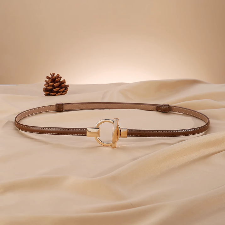 Leather Belt for Women Minimalist Cowhide Buckle Office Blazer Maxi Dress Fashion Accessory