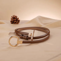 Leather Belt for Women Minimalist Cowhide Buckle Office Blazer Maxi Dress Fashion Accessory