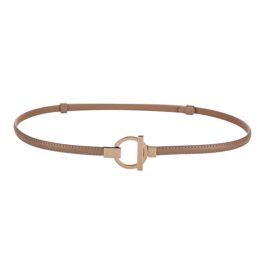 Leather Belt for Women Minimalist Cowhide Buckle Office Blazer Maxi Dress Fashion Accessory
