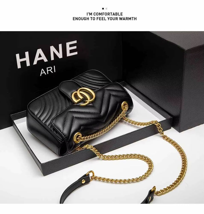 New Classic Leather Diamond-Pattern Chain Bag - Fashionable and Retro Crossbody Bag - Luxurious Designer Shoulder Bag - Handbag