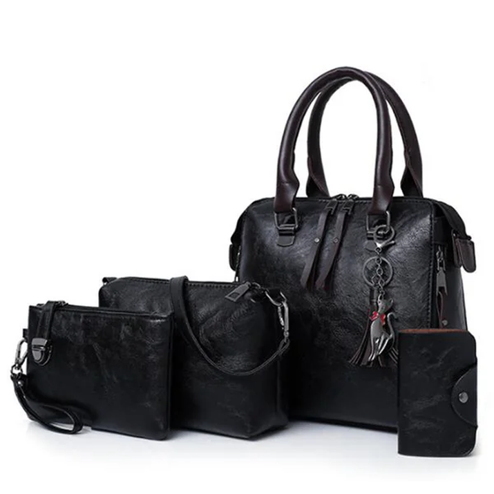Women Composite Tassel Bag Luxury Leather Purse Handbags Famous Brands Designer Top-Handle Female Shoulder Bag 4Pcs/Set