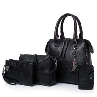 Women Composite Tassel Bag Luxury Leather Purse Handbags Famous Brands Designer Top-Handle Female Shoulder Bag 4Pcs/Set
