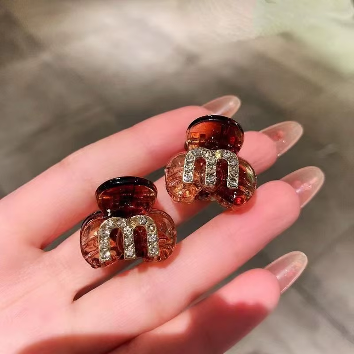 2PCS New Acrylic Rhinestone Bangs Side Hair Pins Forehead Clip Shiny Headdress Hairclips Grab Women Girls Hair Style Accessories
