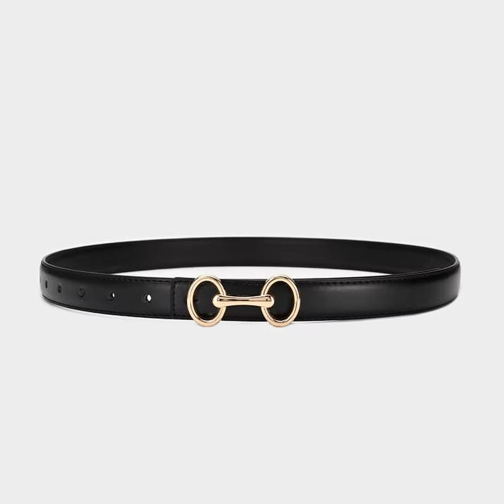 2.4Cm Belts for Women Girls Fashion Waist Belt Cowhide Leather Simple 8 Metal Pin Buckle Belt Leisure Dress Jeans Waistband