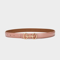 2.4Cm Belts for Women Girls Fashion Waist Belt Cowhide Leather Simple 8 Metal Pin Buckle Belt Leisure Dress Jeans Waistband