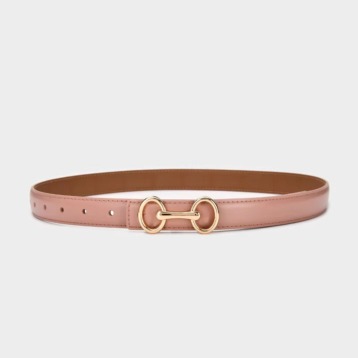 2.4Cm Belts for Women Girls Fashion Waist Belt Cowhide Leather Simple 8 Metal Pin Buckle Belt Leisure Dress Jeans Waistband