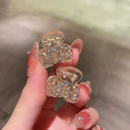2PCS New Acrylic Rhinestone Bangs Side Hair Pins Forehead Clip Shiny Headdress Hairclips Grab Women Girls Hair Style Accessories