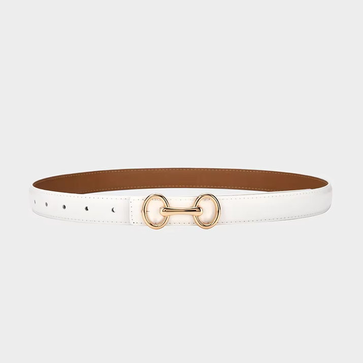 2.4Cm Belts for Women Girls Fashion Waist Belt Cowhide Leather Simple 8 Metal Pin Buckle Belt Leisure Dress Jeans Waistband
