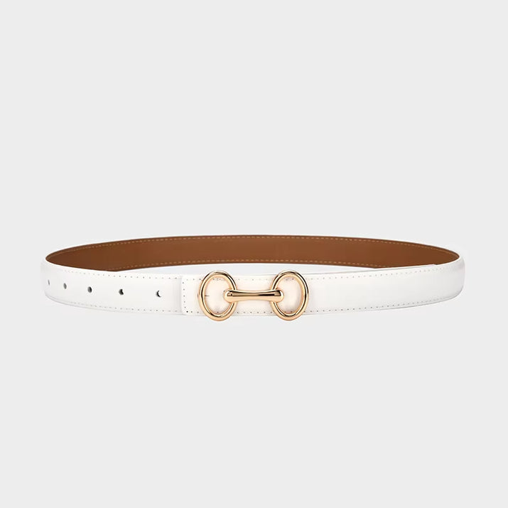 2.4Cm Belts for Women Girls Fashion Waist Belt Cowhide Leather Simple 8 Metal Pin Buckle Belt Leisure Dress Jeans Waistband