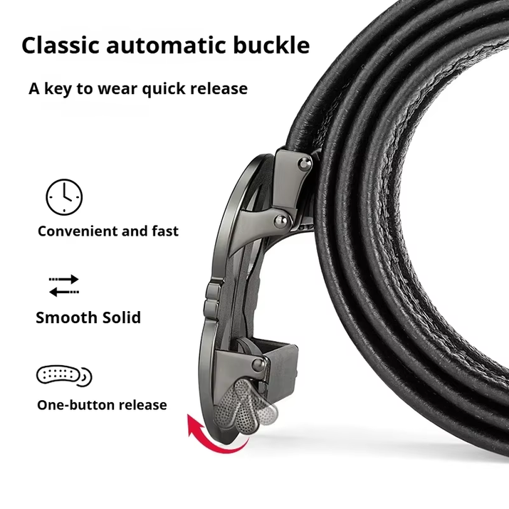 Fashion Design Belt for Men, Alloy Buckle High Quality PU Leather Automatic Belt, Adjustable Ratchet Business Casual Men'S Belt