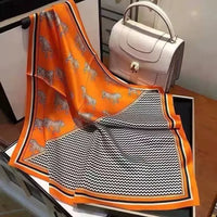 1 Pcs 70X70 Imitation Silk Satin Hair Scarf Women Handkerchief Printed Female Square Head Bandana Small Neck Muffler Hijab Lady
