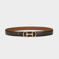 2.4Cm Belts for Women Girls Fashion Waist Belt Cowhide Leather Simple 8 Metal Pin Buckle Belt Leisure Dress Jeans Waistband
