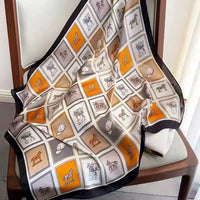 1 Pcs 70X70 Imitation Silk Satin Hair Scarf Women Handkerchief Printed Female Square Head Bandana Small Neck Muffler Hijab Lady