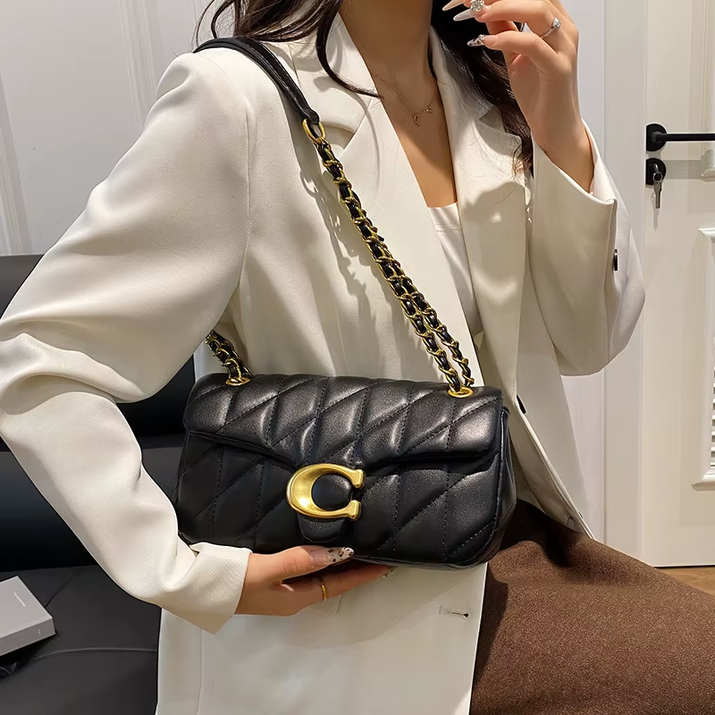 Luxury Fashion Women'S Chain Handbag PU Leather Girls Shoulder Messenger Bag Brand Lightweight Commuting Bag Tassel Square Bag