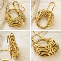 Hot Y2K Handbags for Women Gold Luxury Designer Brand Handwoven Noodle Bags Rope Knotted Pulled Hobo Silver Evening Clutch Chic